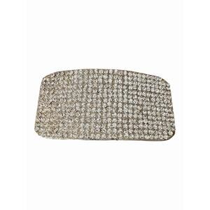 Vintage Rhinestone Belt Buckle Rectangular Rows Rhinestones Disco Rockabilly